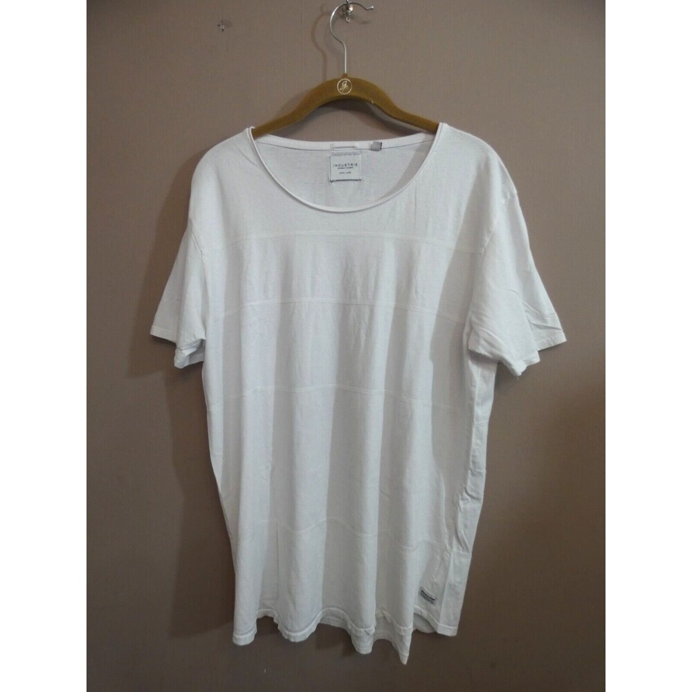 Industrie Men's XL White 100% Cotton Short Sleeve Shirt Seamed Detail
